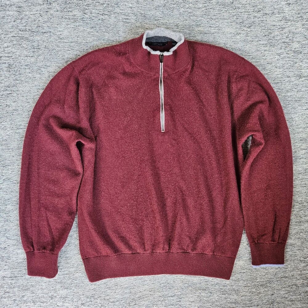 Greyson Maroon 1/4 Zip Men's XL Pullover Sweater Sweatshirt Wool Cashmere Blend